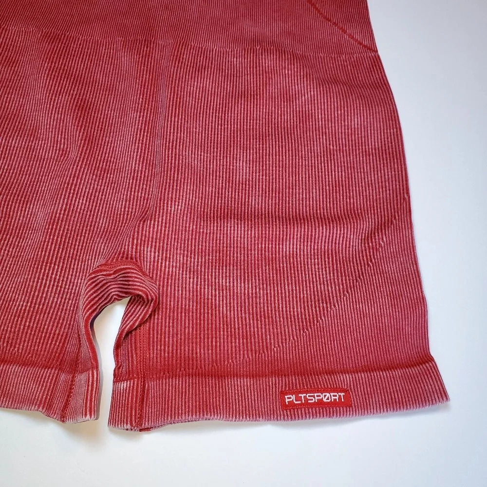 NWT PrettyLittleThing Red Acid Wash Seamless Gym Unitard Sz XXL